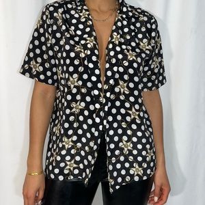 Vintage Sara Stephen Polka Dot Blouse (size medium)